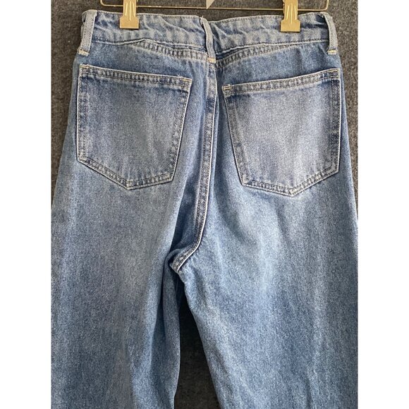 Stonewash Blue Denim Jeans High Waist Straight Leg 5 Pocket Tall Women NO TAG S - Picture 11 of 14
